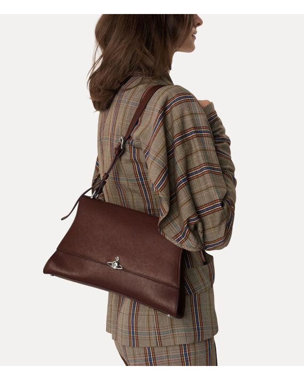 Vivienne Westwood Brown Bianca Medium Shoulder Bag Supple Leather