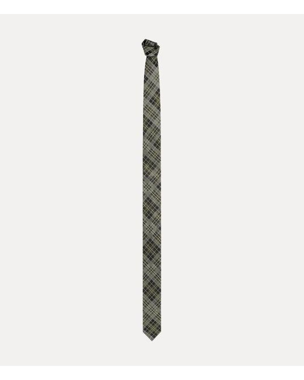 Vivienne Westwood White Super Long Tie 8.5Cm Brick Tartan