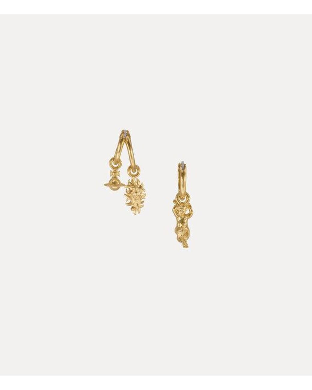 Vivienne Westwood White Mini Charms Hoop Earrings Swarovski Crystals