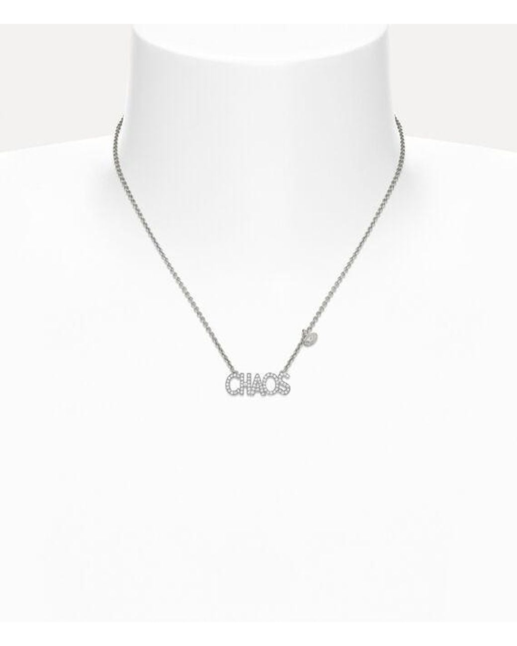 Vivienne Westwood White Chaos Pendant Necklace Cubic Zirconia