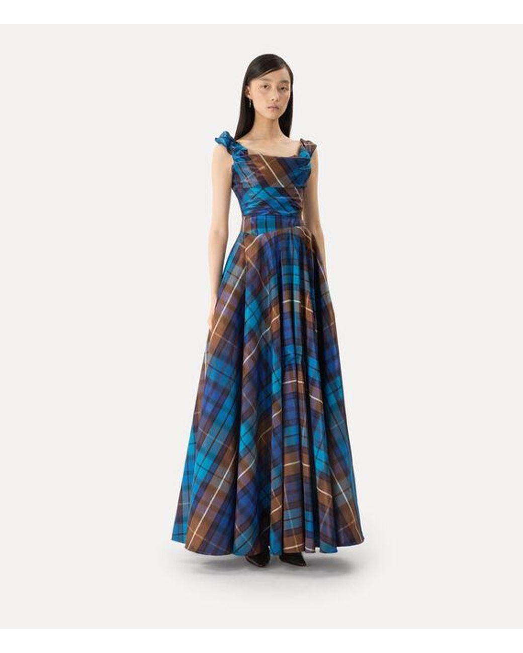 Vivienne Westwood Blue Long Chichi Dress Buchanan Tartan Poly