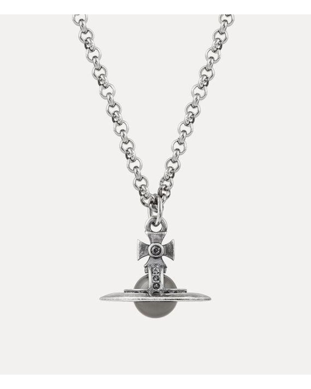 Vivienne Westwood White New Tiny Orb Pendant Necklace for men