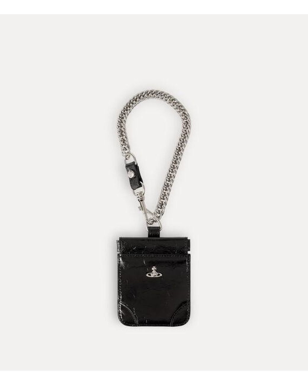 Vivienne Westwood White Coin Pouch With Chain Naplak Leather