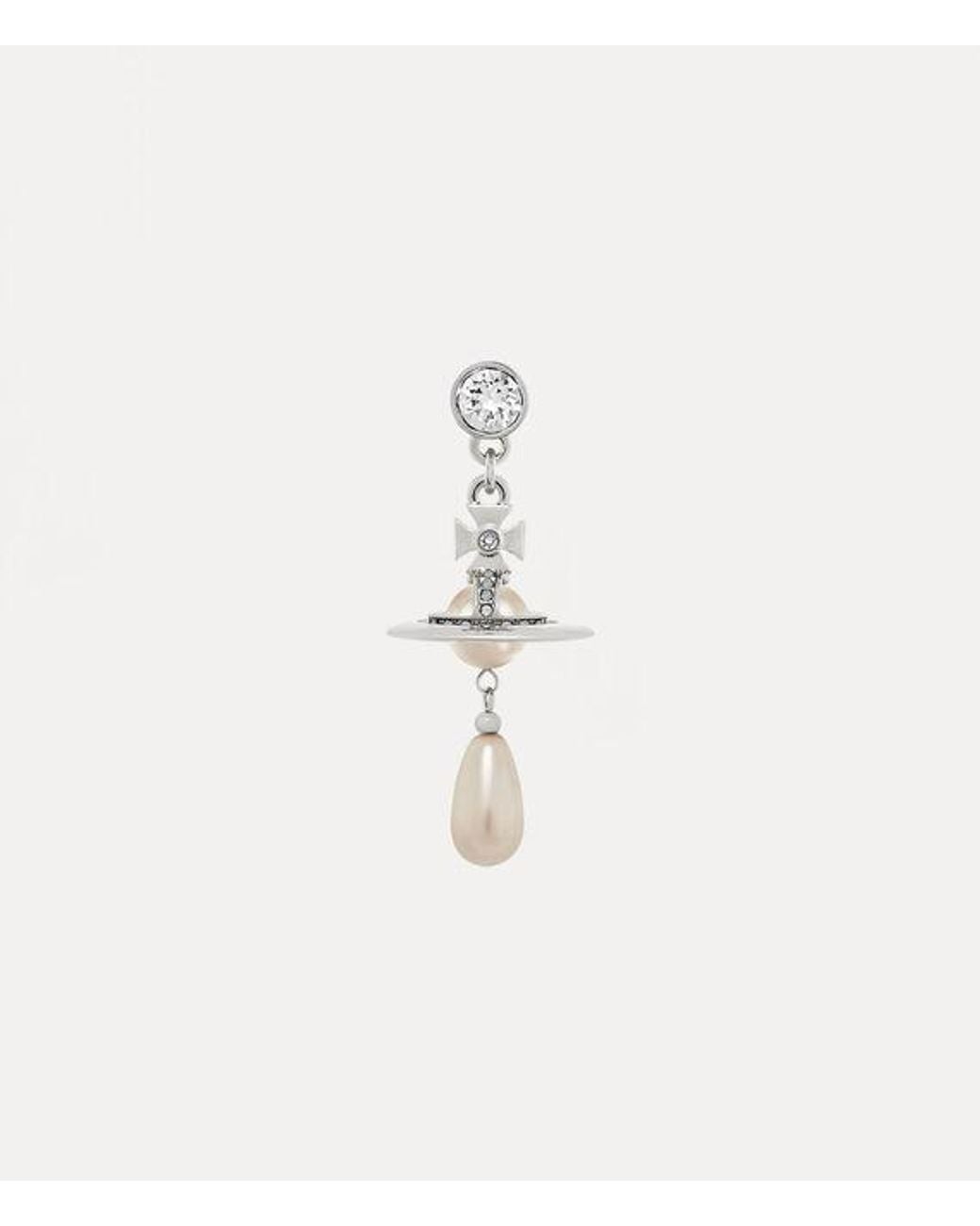 Vivienne Westwood Natural Pearl Drop Single Earring Cubic Zirconia Pearls for men