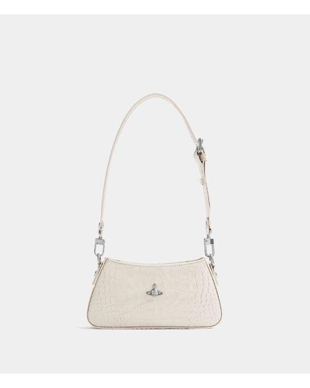 Vivienne Westwood Natural Tasha Shoulder Phone Bag Emboss Croc Leather