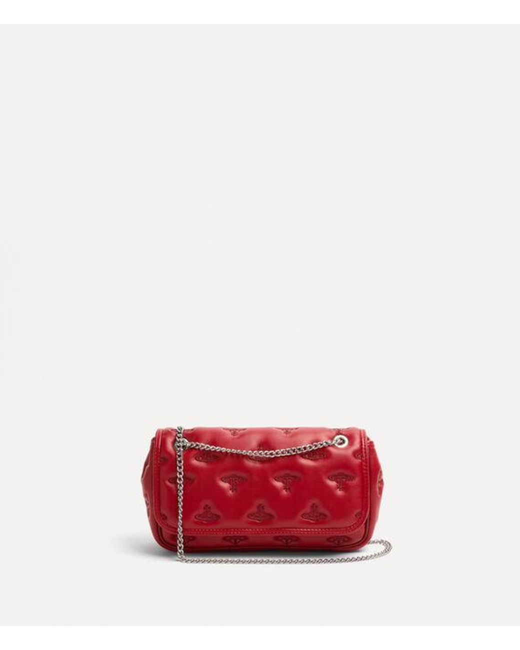 Vivienne Westwood Red Chain Crossbody Purse Multi Orb Soft Pu
