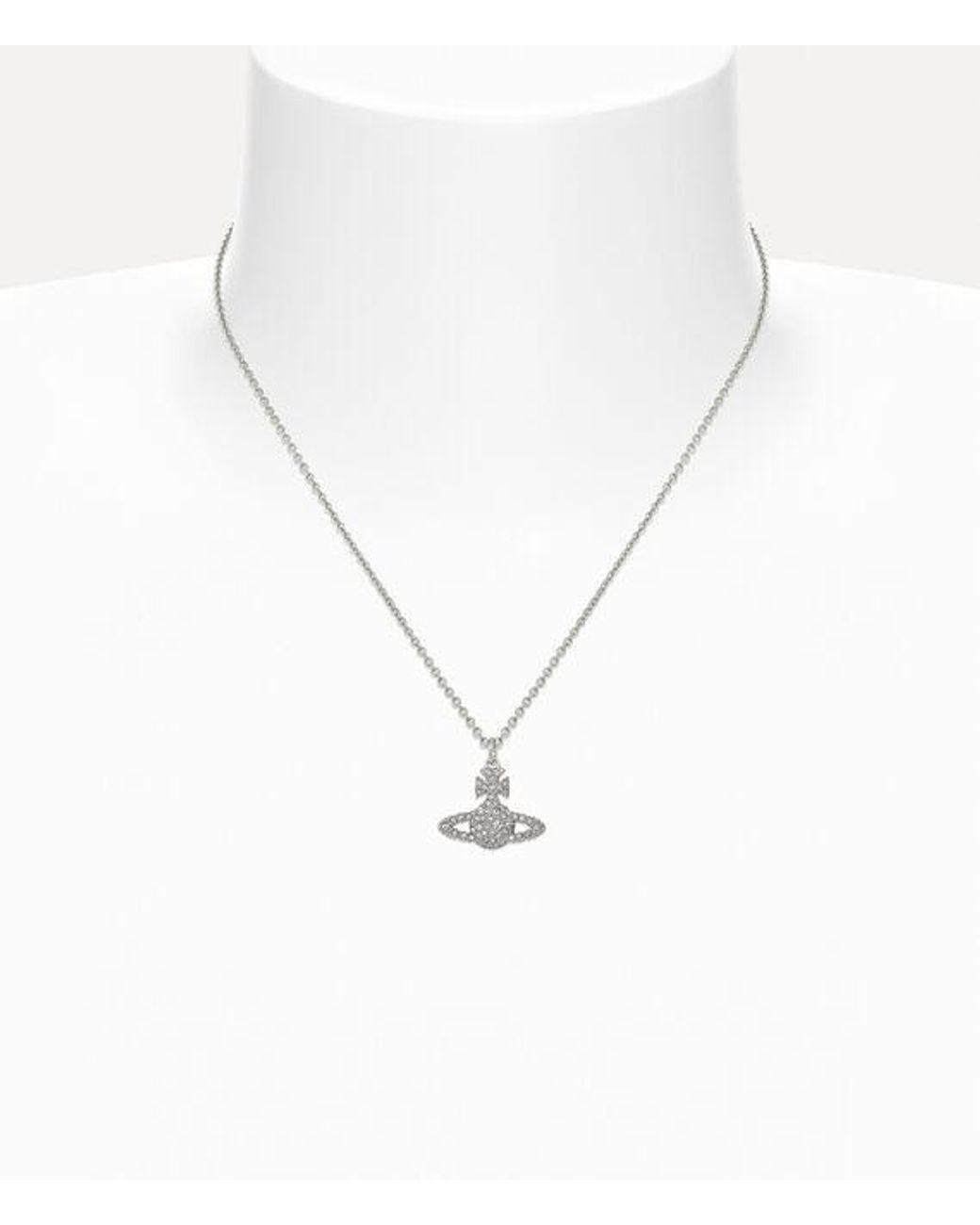 Vivienne Westwood White Grace Bas Relief Pendant Necklace Cubic Zirconia
