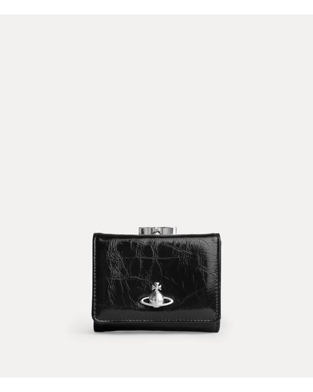 Vivienne Westwood Black Small Frame Wallet Naplak Leather
