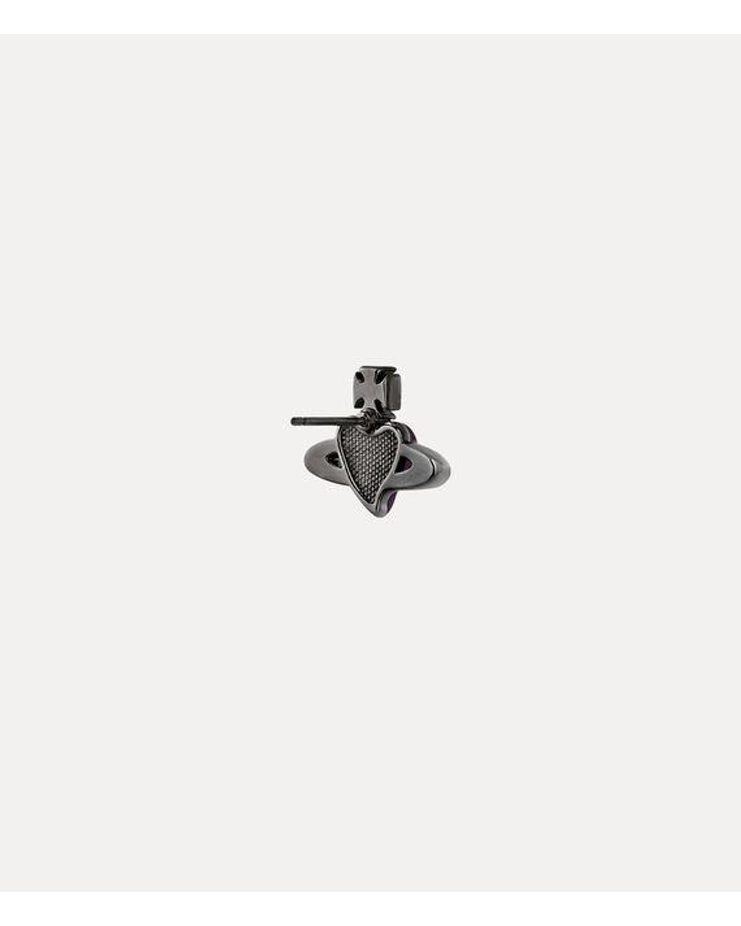 Vivienne Westwood White Diamante Heart Single Stud Cubic Zirconia Enamel for men