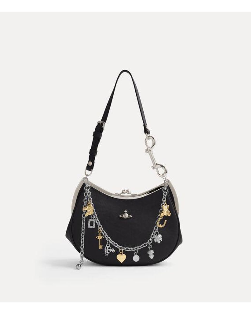 Vivienne Westwood White Charm Frame Purse Supple Leather