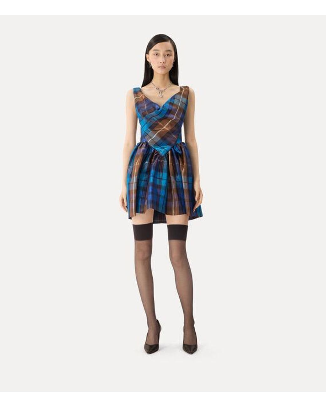 Vivienne Westwood Blue Mini Sunday Dress Buchanan Tartan Poly
