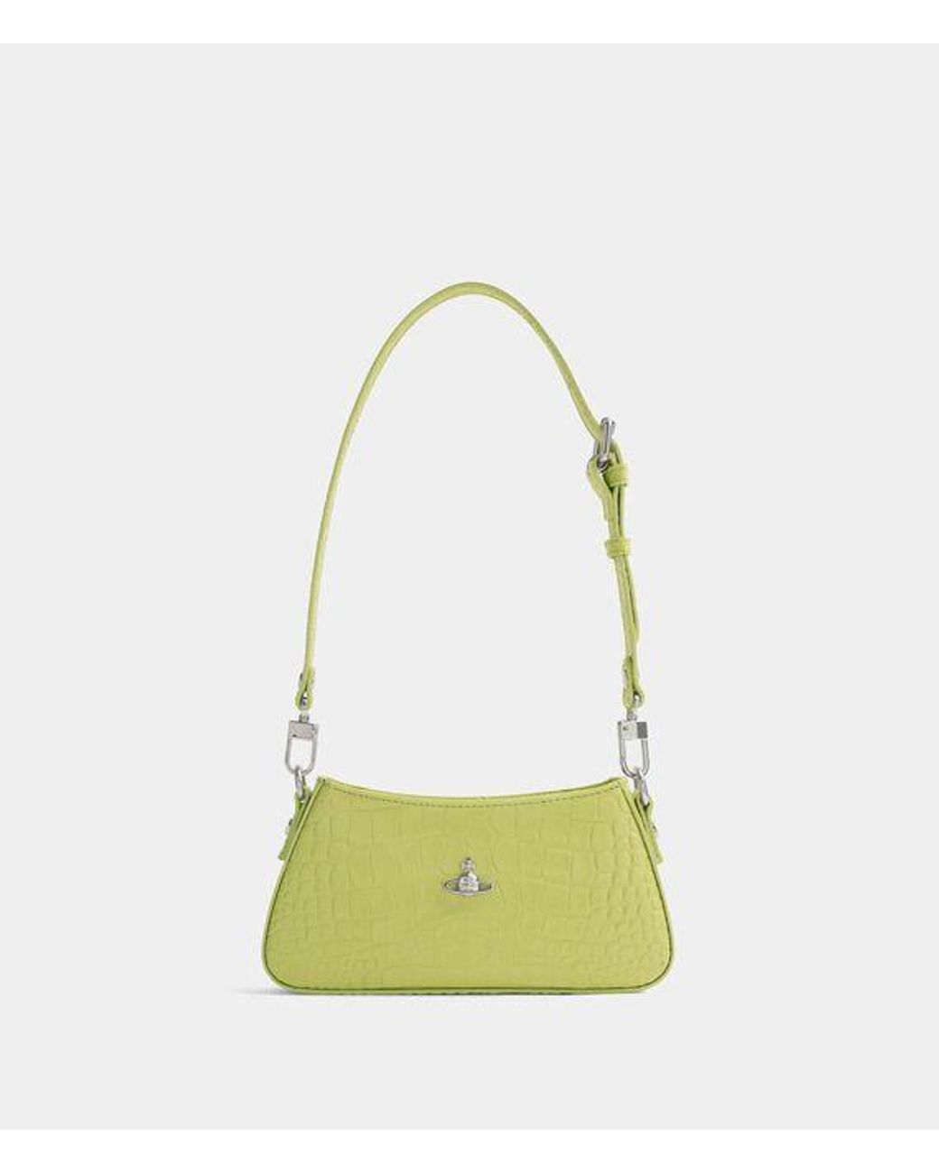 Vivienne Westwood Green Tasha Shoulder Phone Bag Emboss Croc Leather
