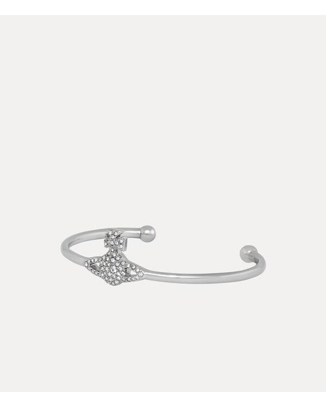 Vivienne Westwood White Grace Bas Relief Open Bangle Cubic Zirconia