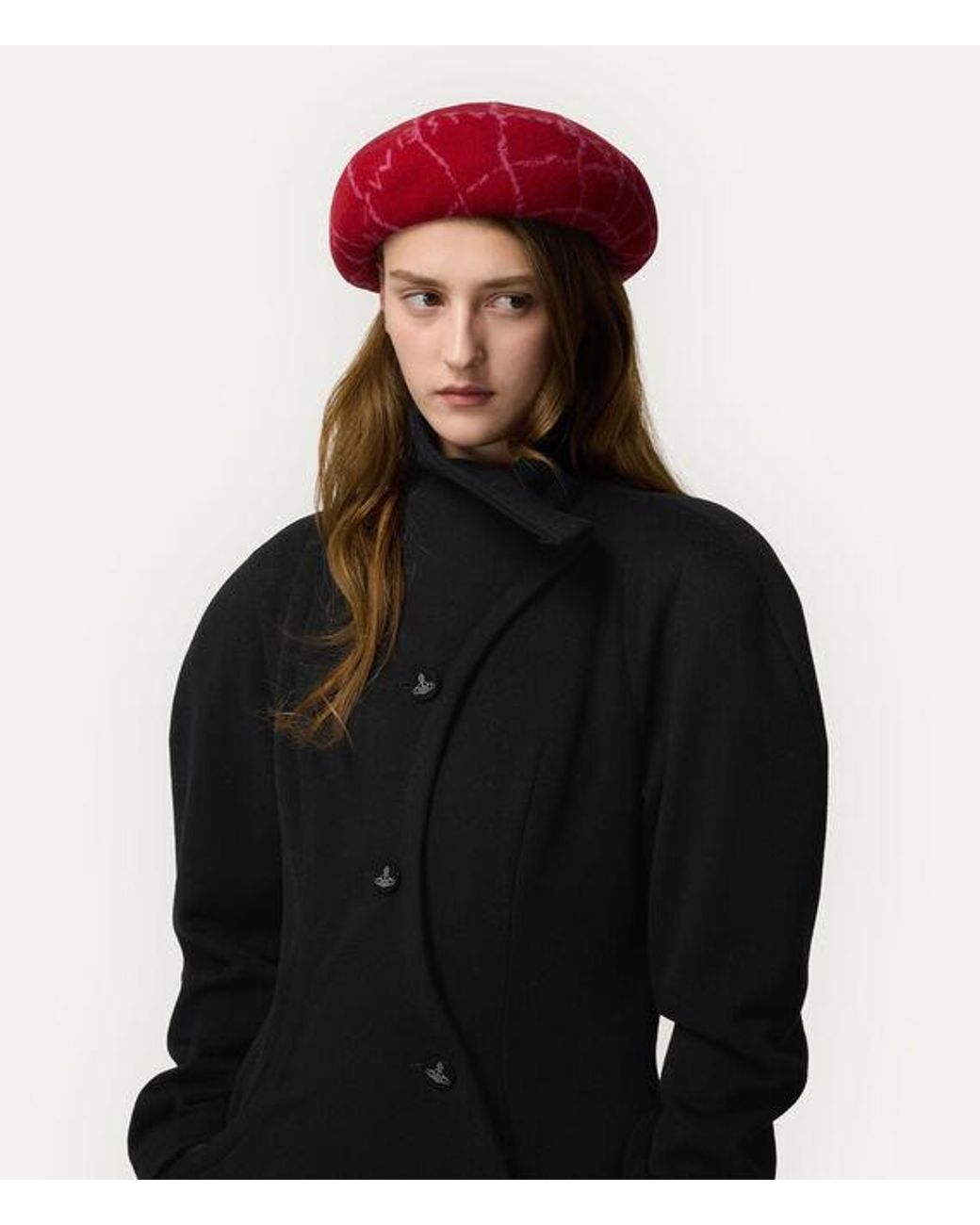 Vivienne Westwood Red Orb Argyle Beret Jacqu. Flock Print