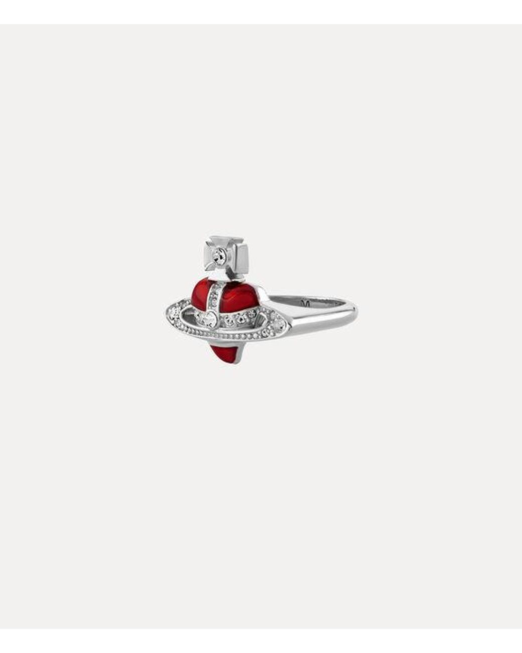 Vivienne Westwood White New Diamante Heart Ring Cubic Zirconia Enamel