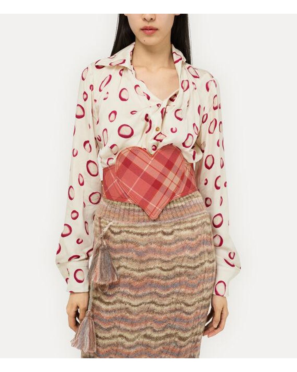 Vivienne Westwood Red Heart Corset Belt Wool Tartan