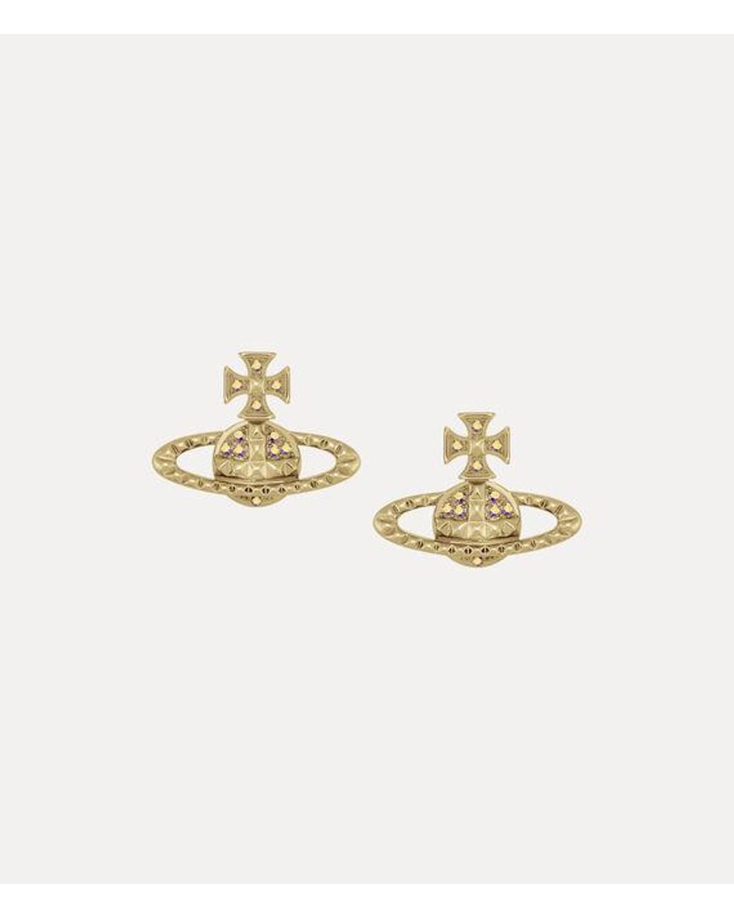 Vivienne Westwood Metallic Mayfair Bas Relief Earrings Preciosa Crystals