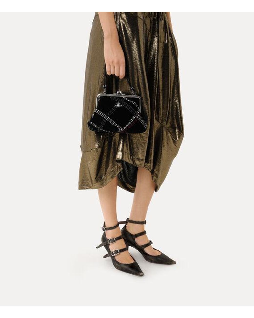 Vivienne Westwood Black Granny Frame Purse Velvet Check