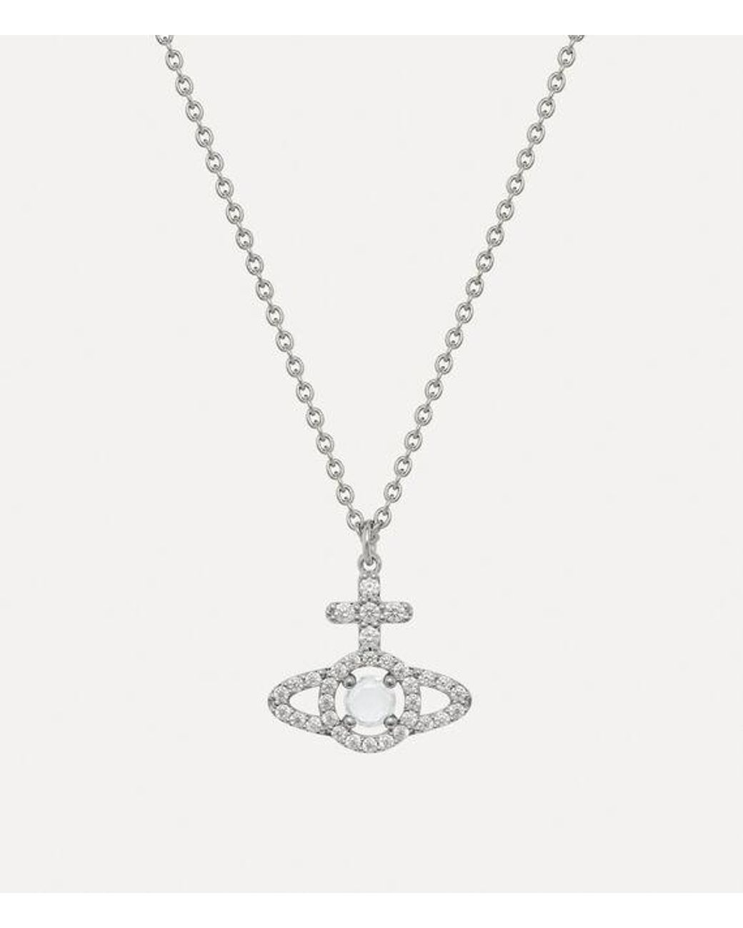 Vivienne Westwood White Olympia Cubic Zirconia Pendant Necklace Cubic Zirconia