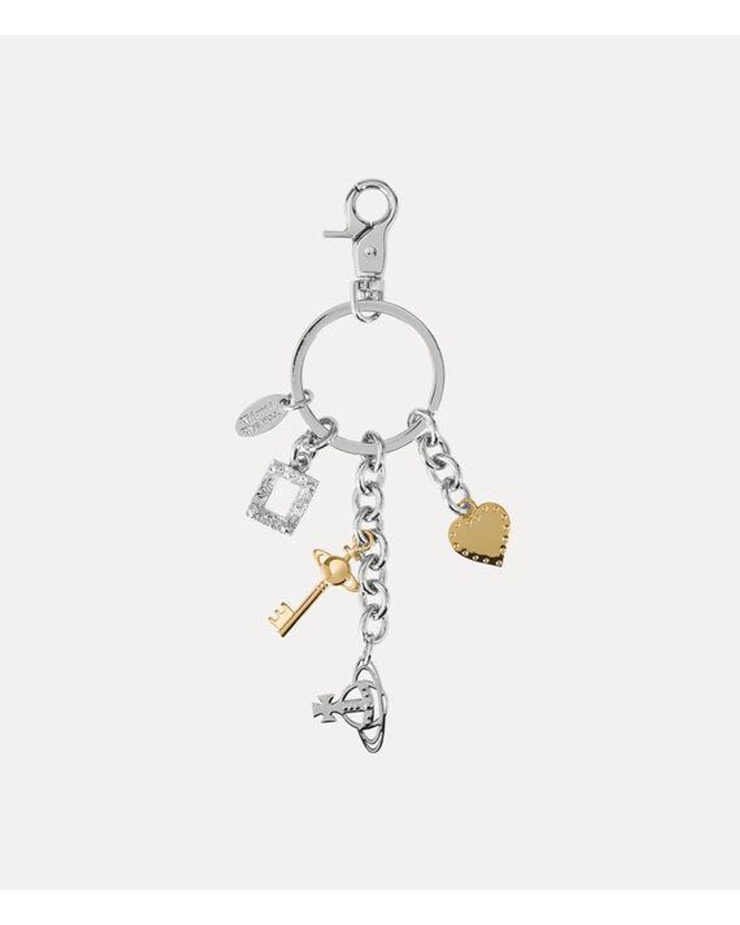 Vivienne Westwood White Multi Charm Keyring Metal