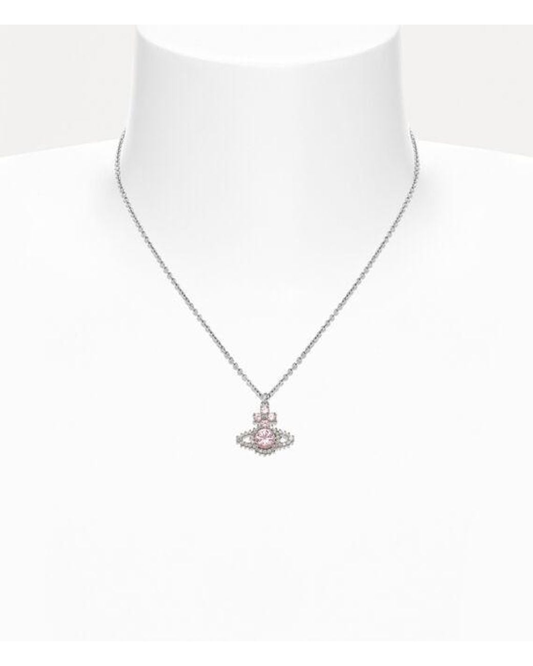 Vivienne Westwood White Valentina Orb Pendant Necklace Cubic Zirconia