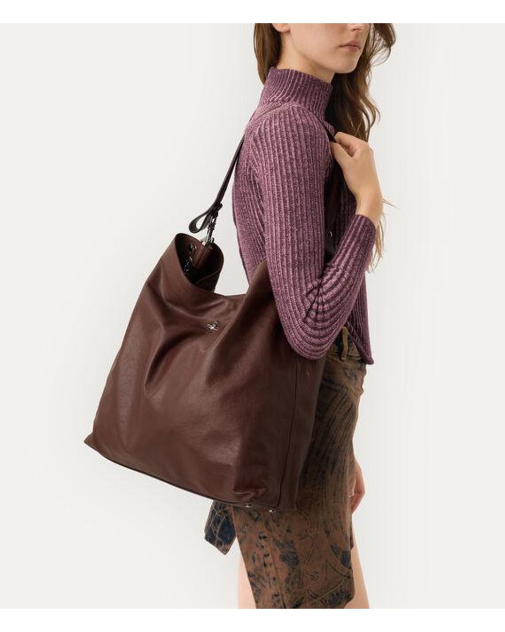 Vivienne Westwood Brown Lottie Large Shoulder Bag Supple Leather