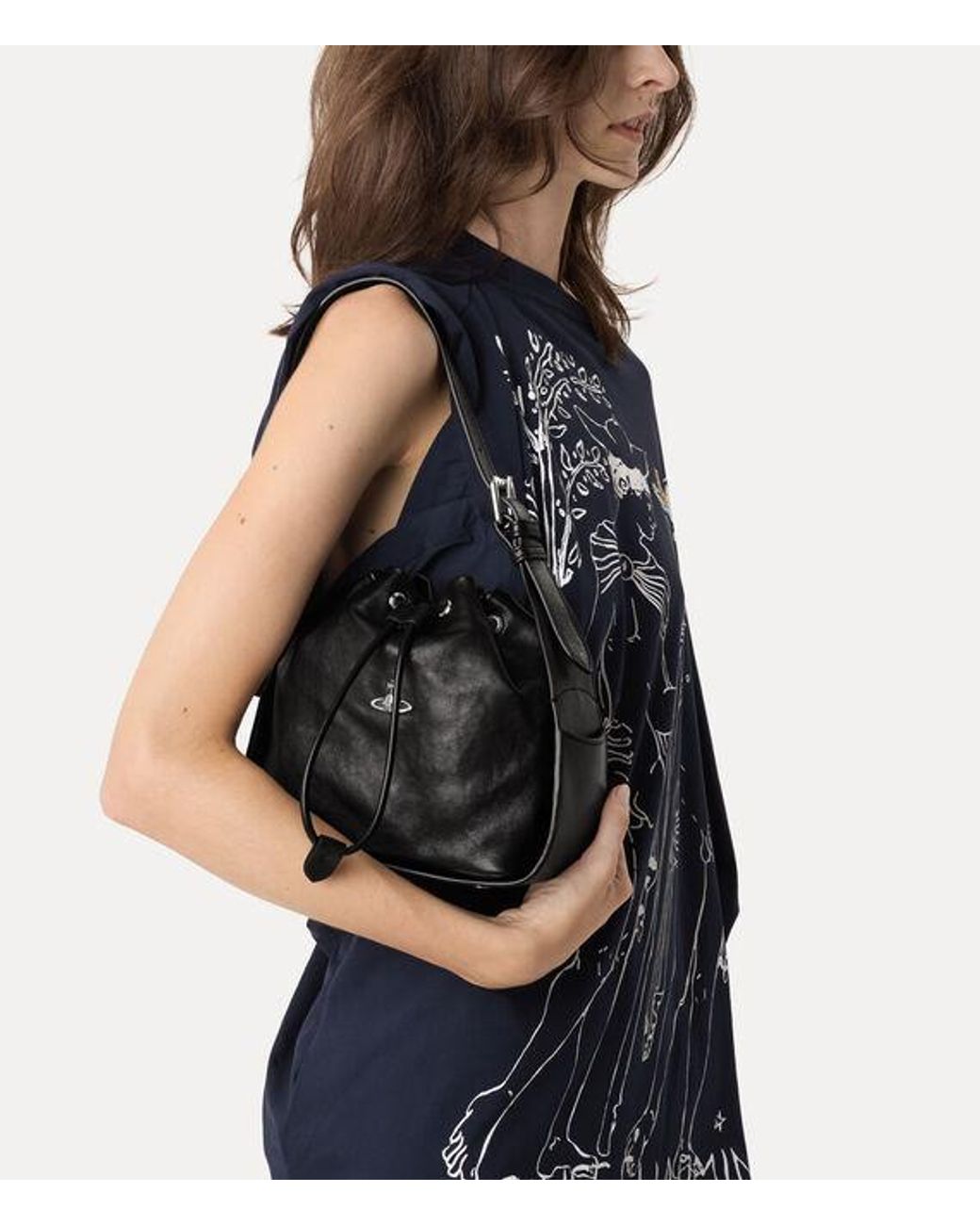 Vivienne Westwood Black Stacey Bucket Bag Supple Leather