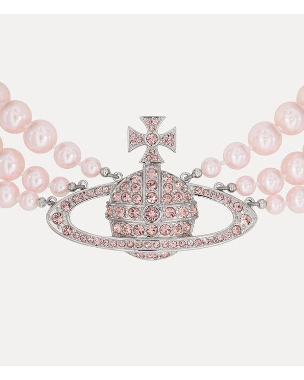 Vivienne Westwood White Three Row Pearl Bas Relief Choker