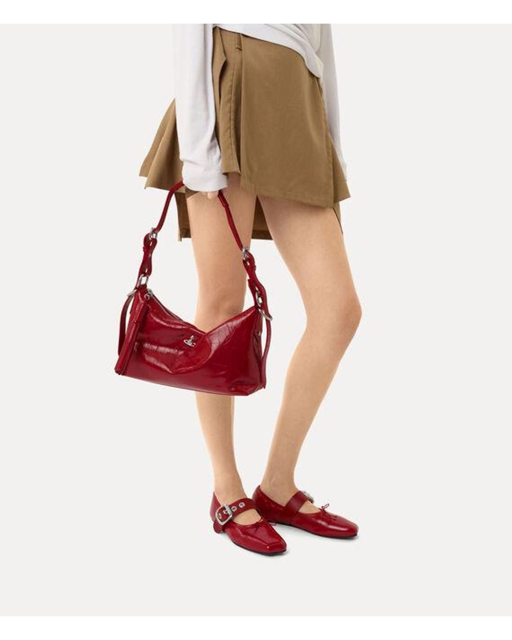 Vivienne Westwood Red Emma Shoulder Bag Naplak Leather
