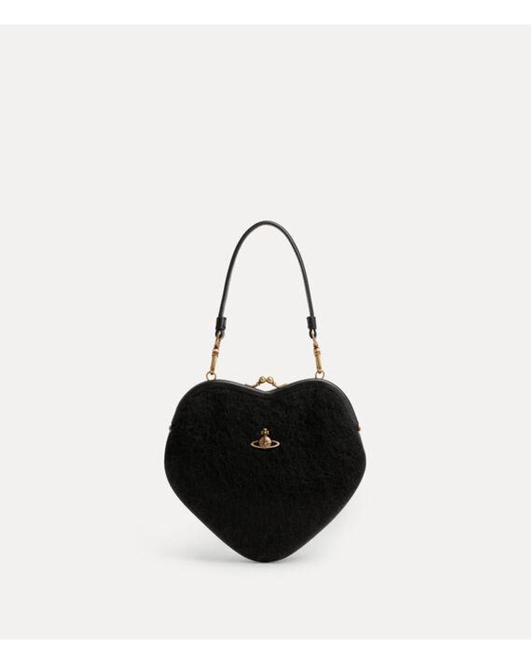 Vivienne Westwood Black Belle Heart Frame Purse Mohair-Effect