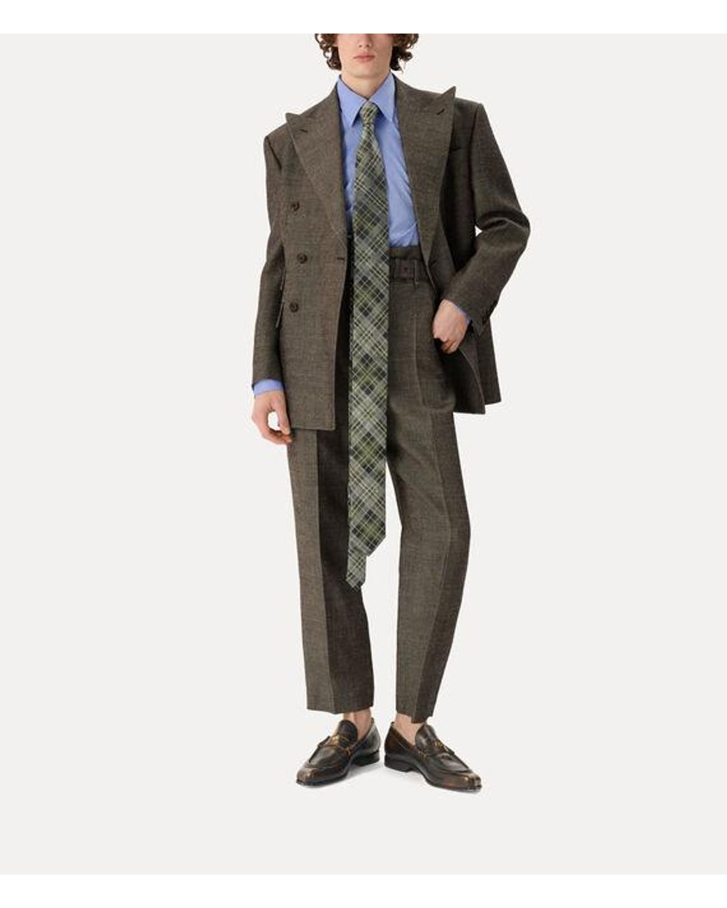 Vivienne Westwood White Super Long Tie 8.5Cm Brick Tartan