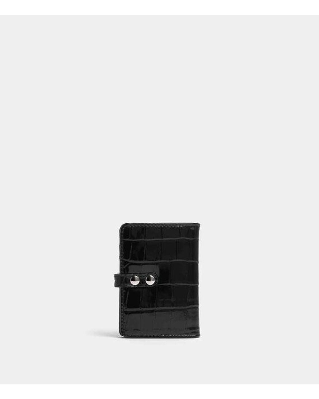 Vivienne Westwood Black Vertical Flap Card Holder Emboss Croc Leather