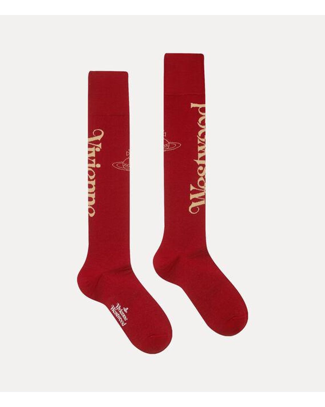 Vivienne Westwood Red Half Logo High Sock Half Logo
