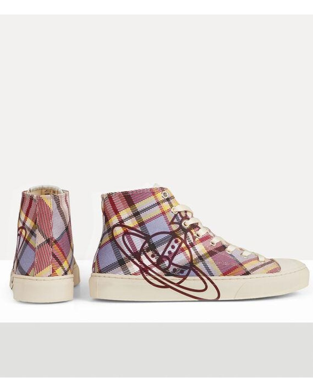 Vivienne Westwood High Top Plimsoll Tartan Canvas in Pink | Lyst UK