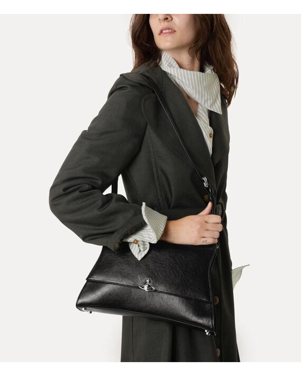 Vivienne Westwood Black Bianca Medium Shoulder Bag Supple Leather
