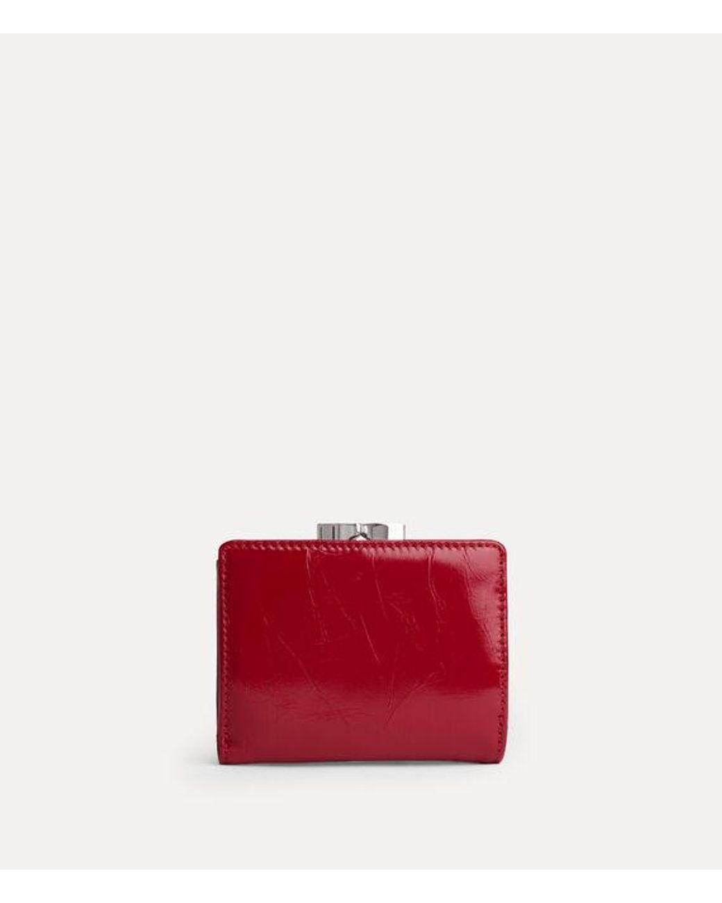 Vivienne Westwood Red Small Frame Wallet Naplak Leather
