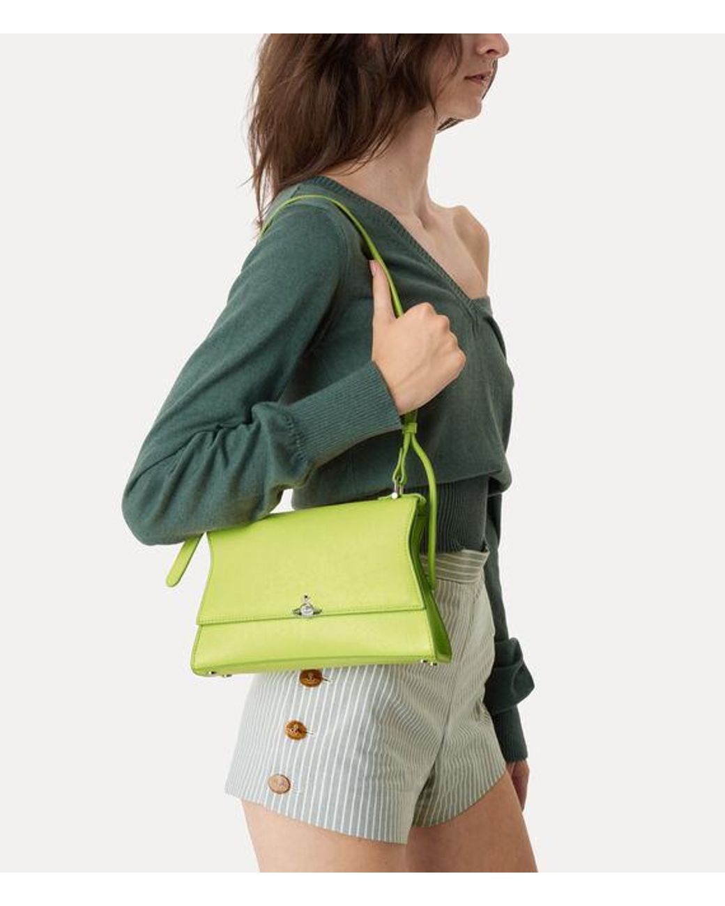 Vivienne Westwood Yellow Bianca Small Shoulder Bag Supple Leather