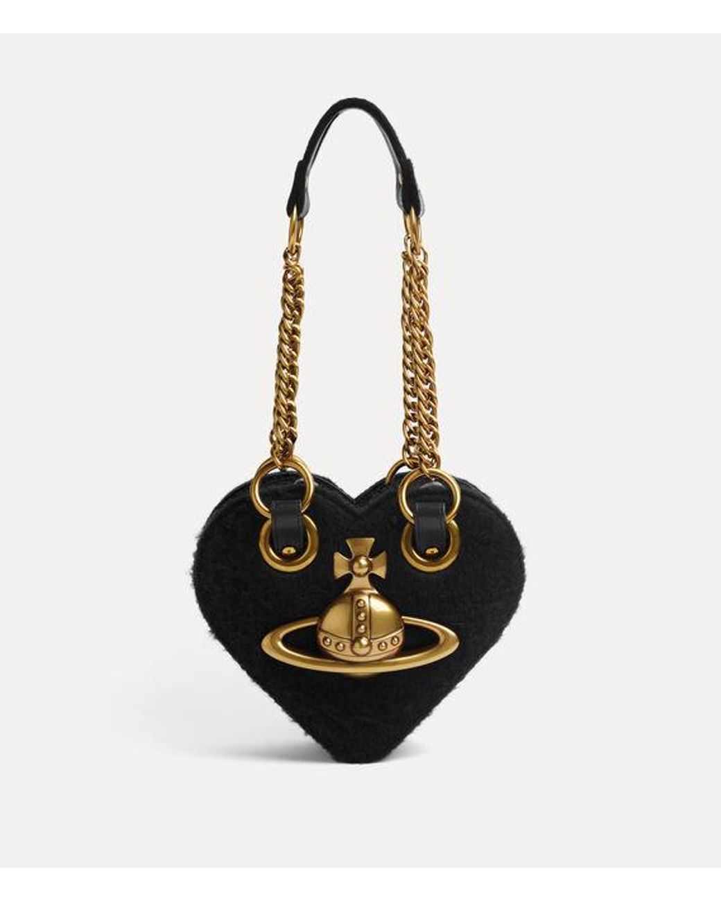 Vivienne Westwood Black Juliet Heart Chain Bag Mohair-Effect