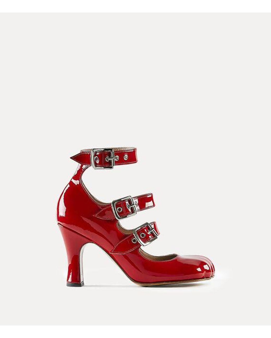 Vivienne Westwood Red Animal Toe Three-Strap Shoe Patent Leather