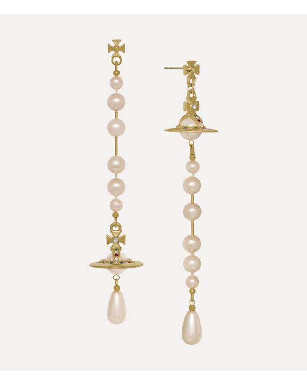 Vivienne Westwood Natural Broken Pearl Earrings Swarovski Crystals