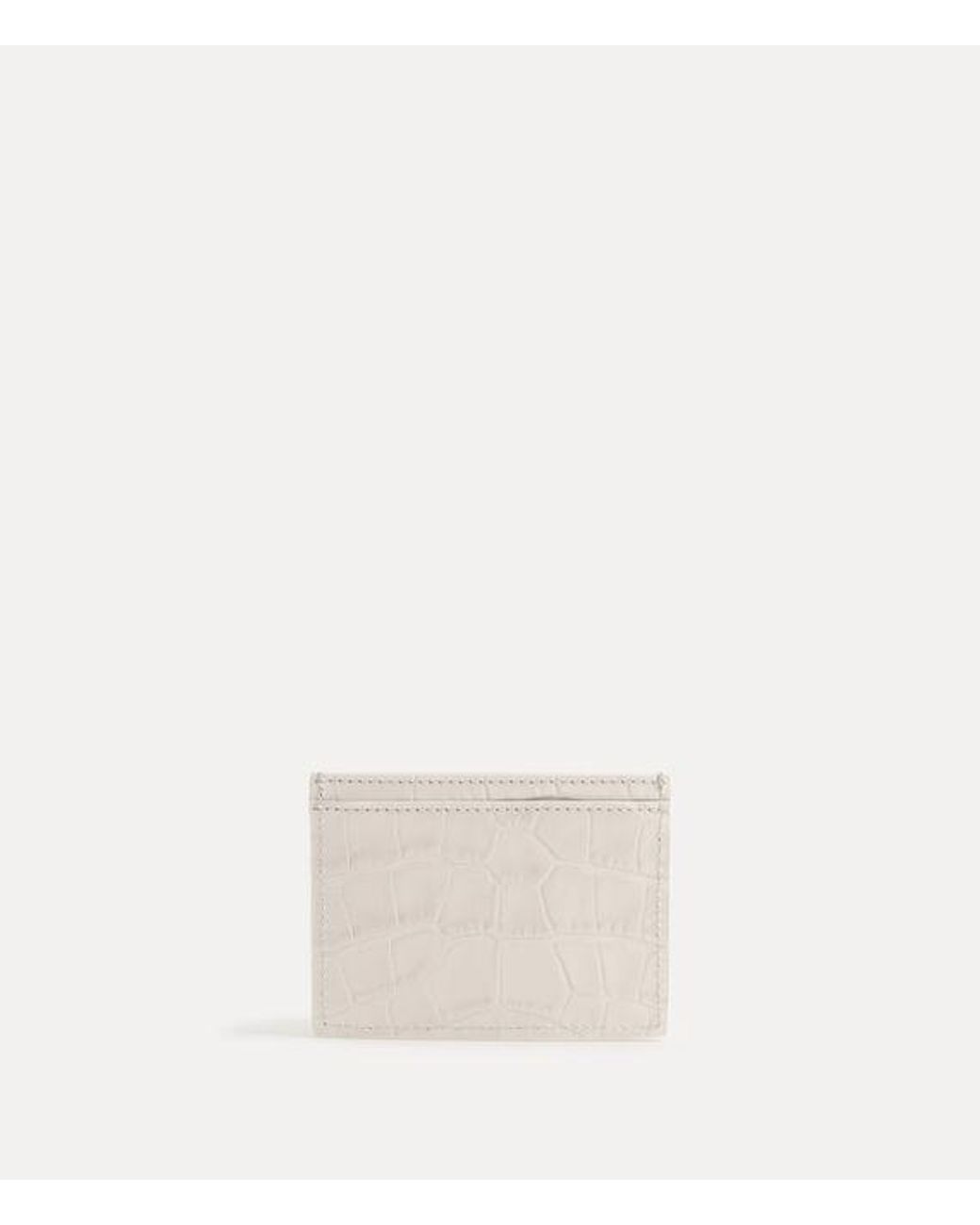 Vivienne Westwood White Flat Card Holder Emboss Croc Leather