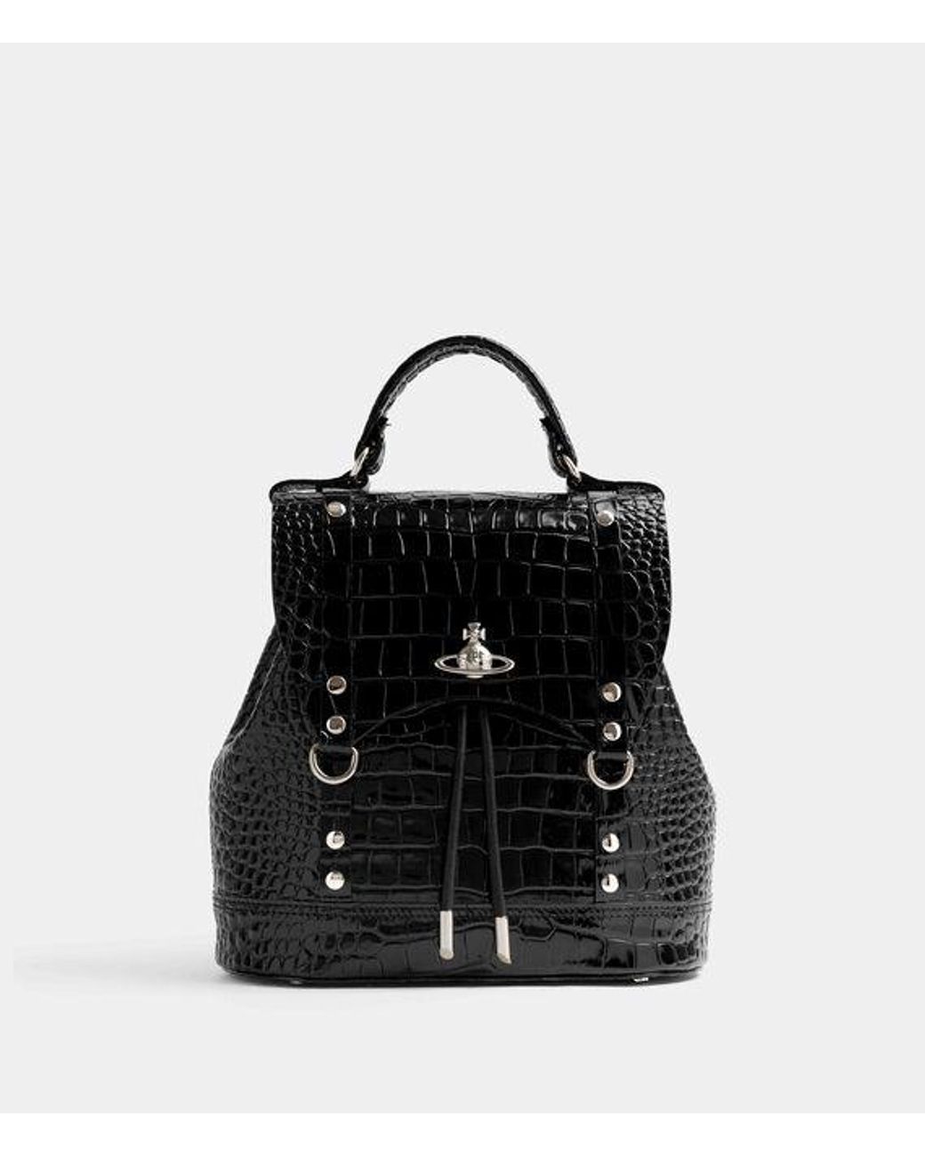 Vivienne Westwood Black Max Small Backpack Emboss Croc Leather