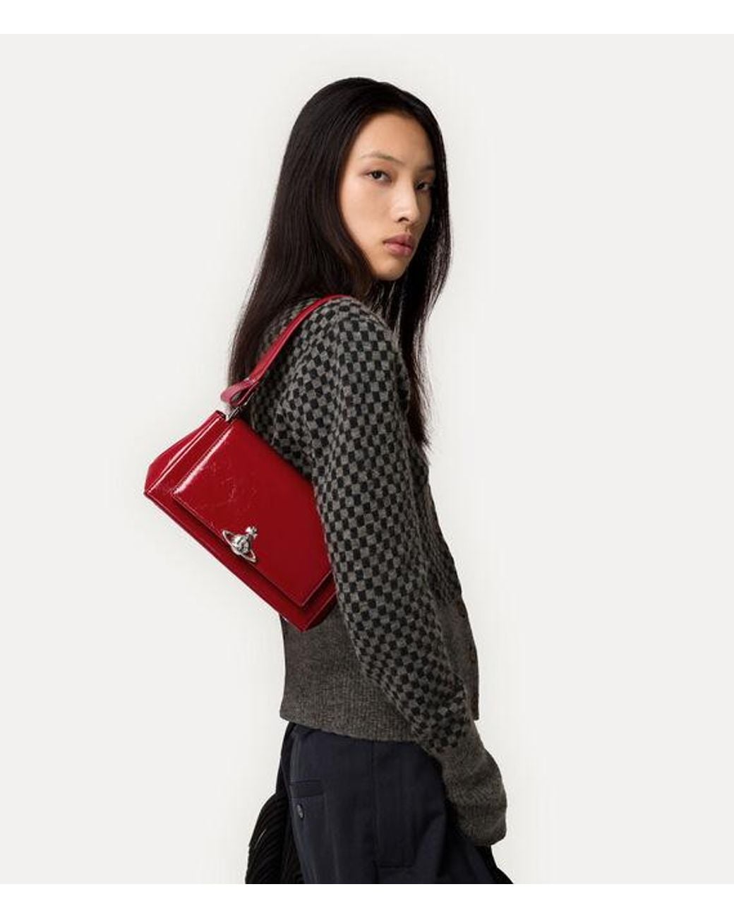 Vivienne Westwood Red Hazel Medium Handbag Naplak Leather