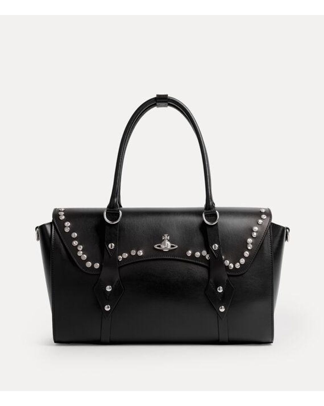 Vivienne Westwood Black Bettina Medium Handbag Smooth Leather + Studs 1