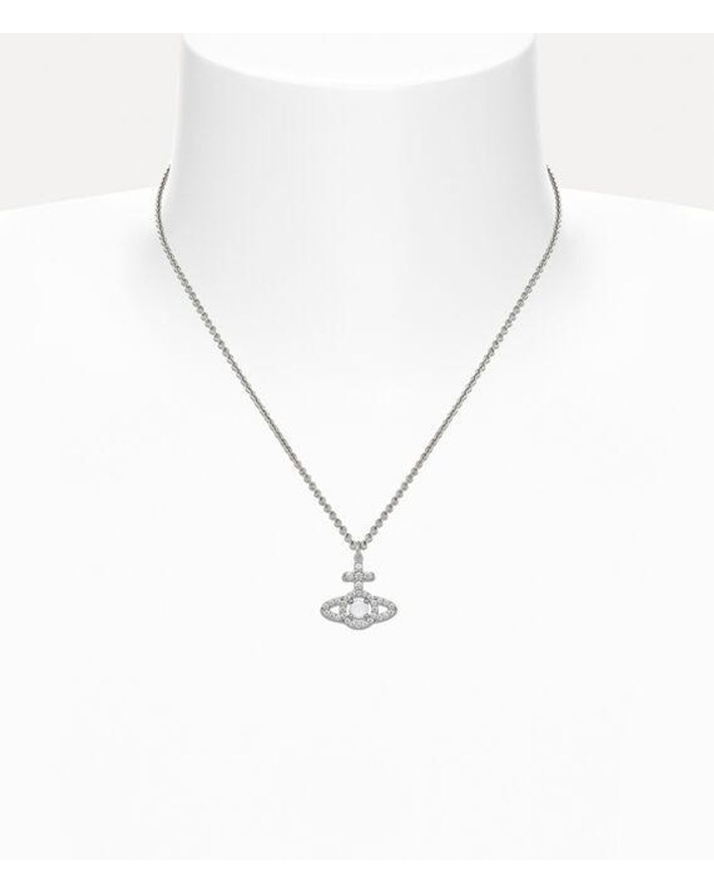 Vivienne Westwood White Olympia Cubic Zirconia Pendant Necklace Cubic Zirconia