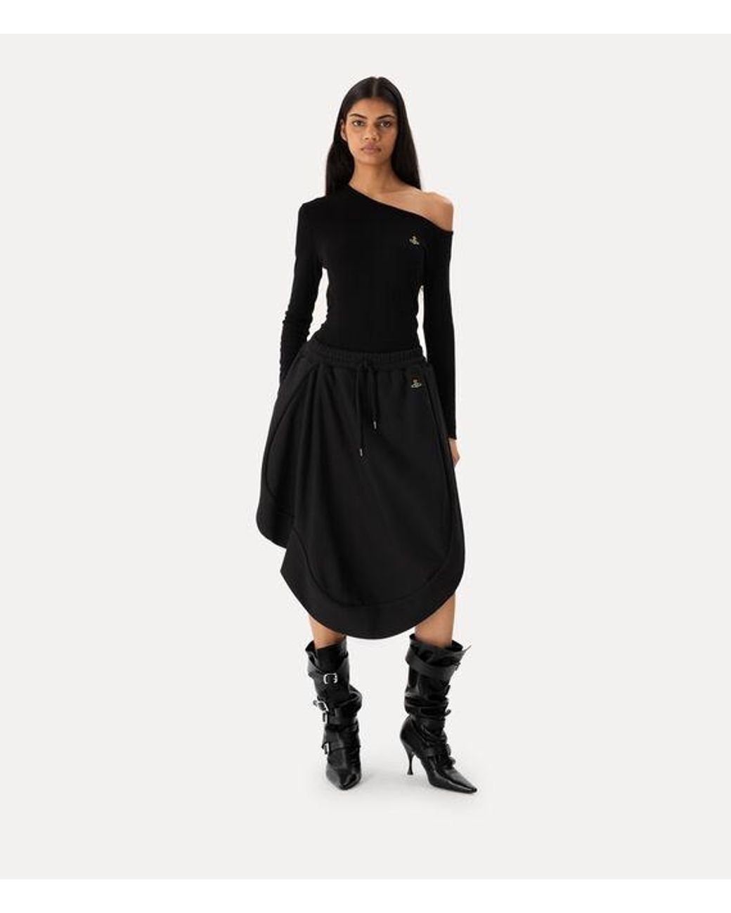 Vivienne Westwood Black Long Sleeve Orgy Shoulder T-Shirt Rib Jersey