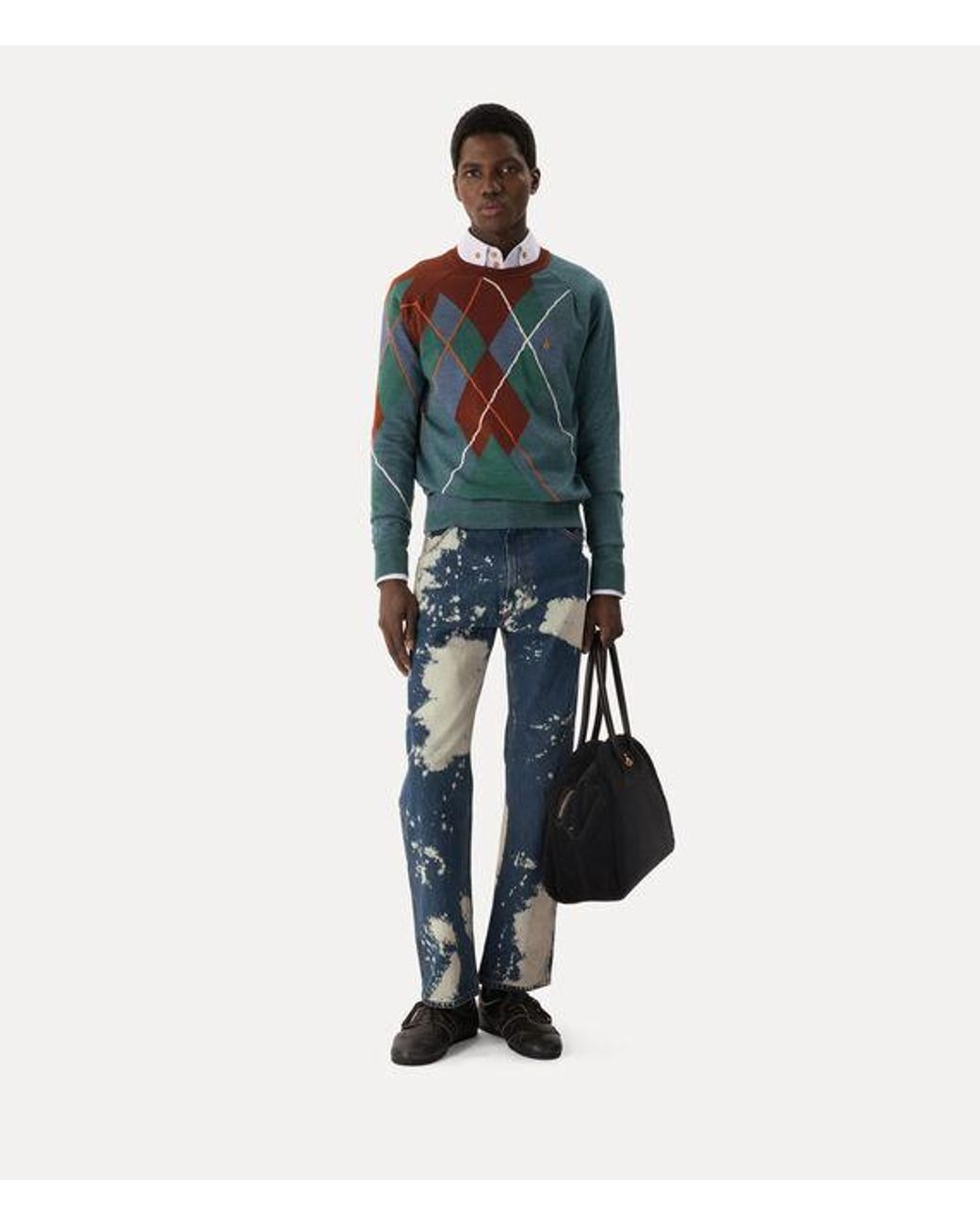 Vivienne Westwood Green Argyle Jumper Wool for men
