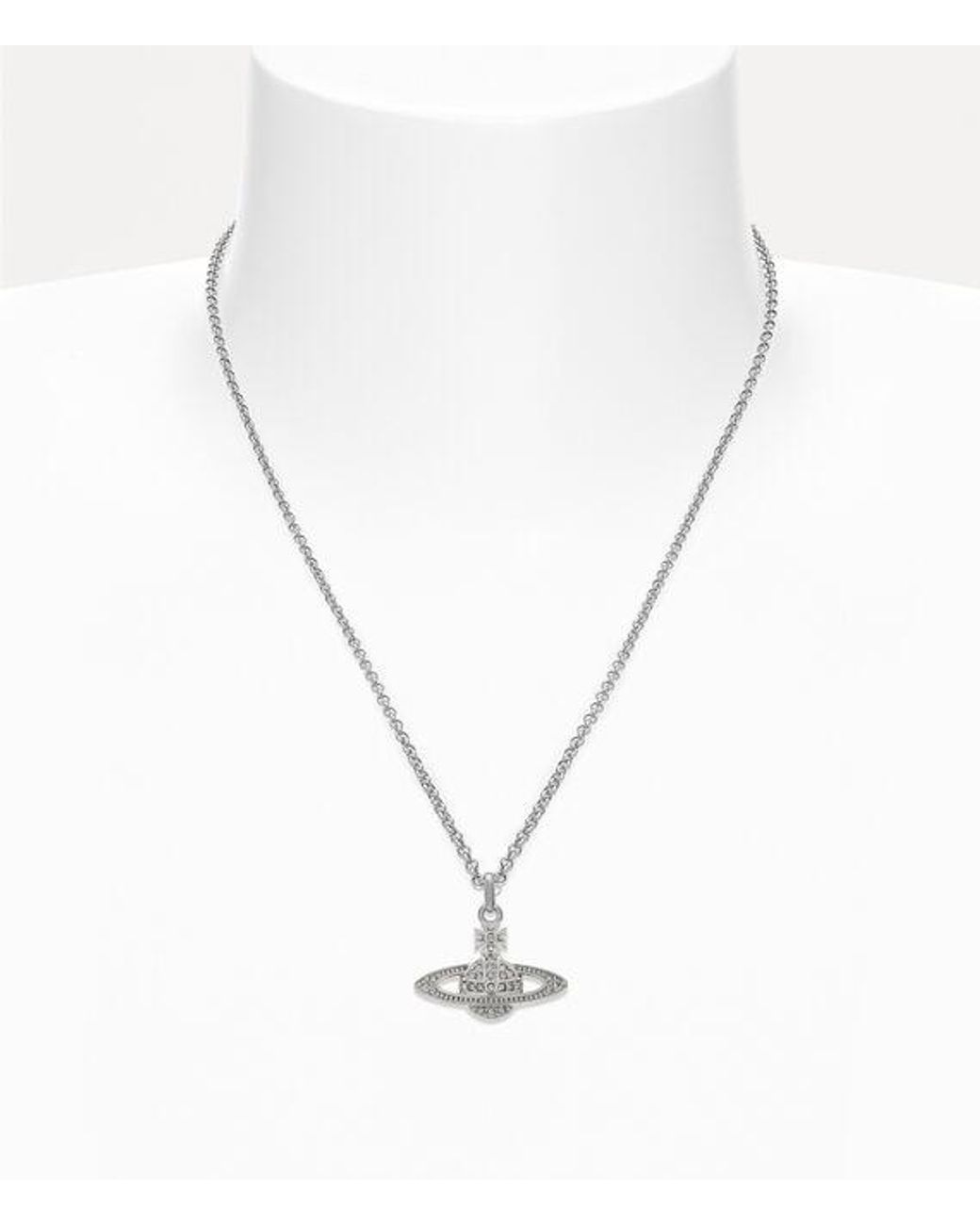 Vivienne Westwood White Mini Bas Relief Orb Pendant Necklace Cubic Zirconia for men