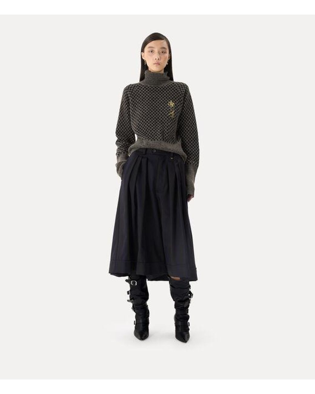 Vivienne Westwood Black Checkmate Turtleneck Alpaca Cotton Blend
