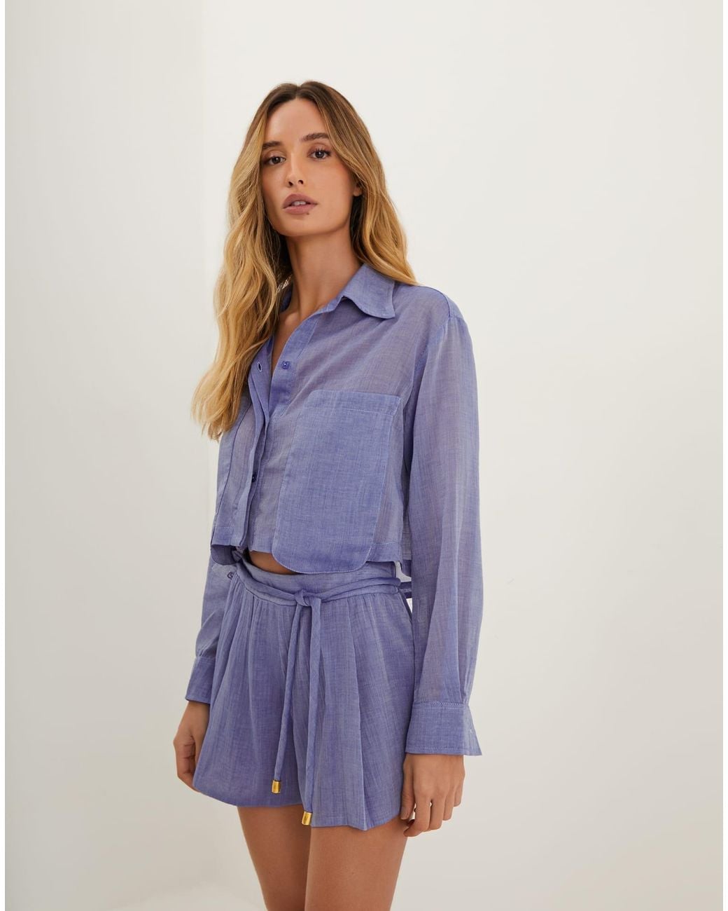 ViX Blue Cassia Cropped Blouse (exchange Only)